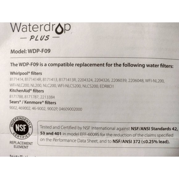 3-Pack Waterdrop Plus Refrigerator Water Filter, Replacement for Whirlpool 81714 - Picture 5 of 5
